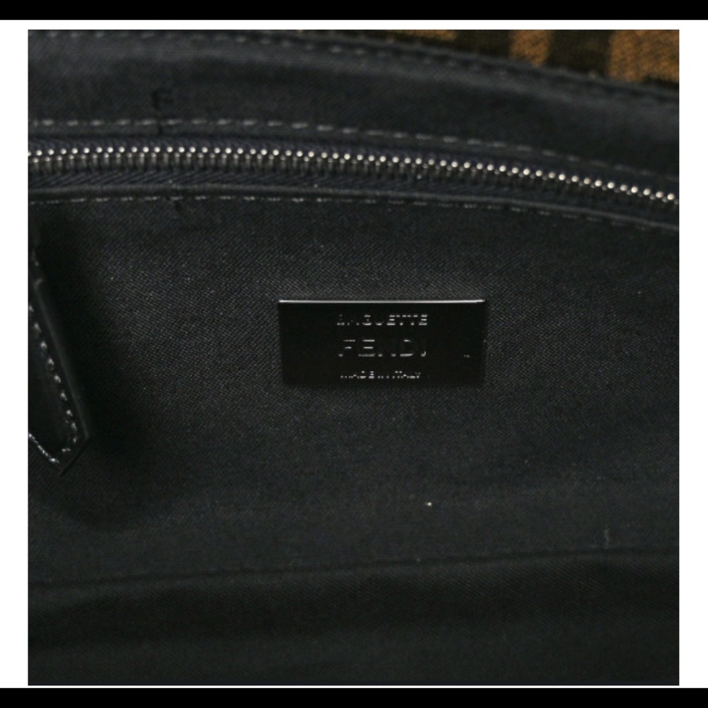 Fendi Black and Brown Baguette Shoulder Bag with Silver Accents - Picture 6 of 12